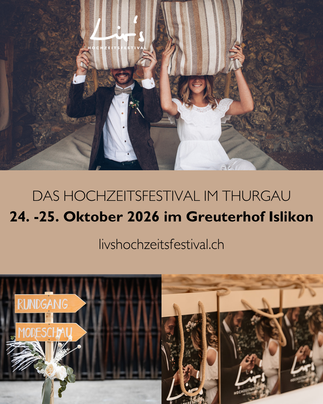 Hochzeitspaar beim Live Hochzeitsfestival im Thurgau, Werbung für Hochzeitsfotograf Pablo